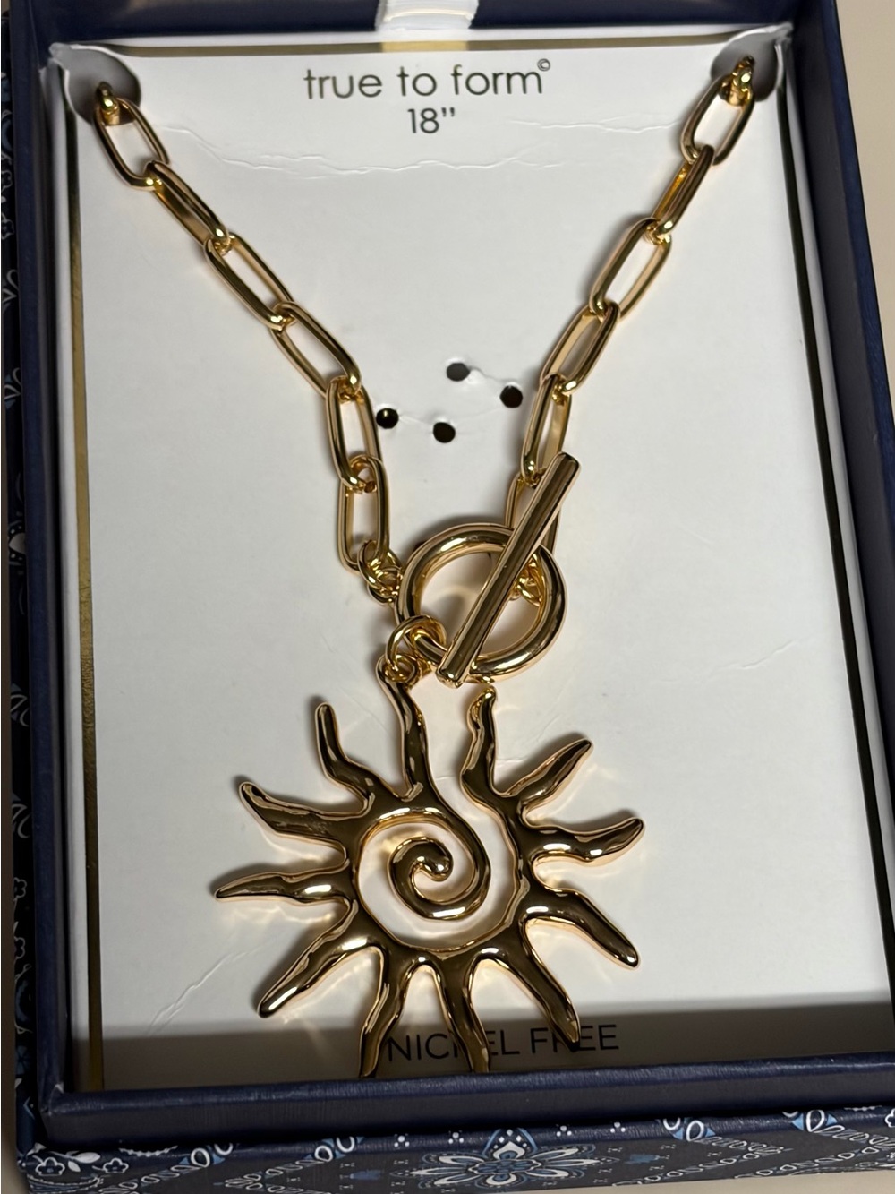 True to Form 18" Gold Sun Pendant Chain Necklace